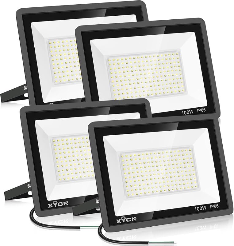 10 Best Outdoor LED Flood Light Fixtures Worth Buying 5 XYCN 4 Pack 100W LED Flood Light, 12500LM, IP66 Waterproof, 5000K Daylight for Yard and Playground Security