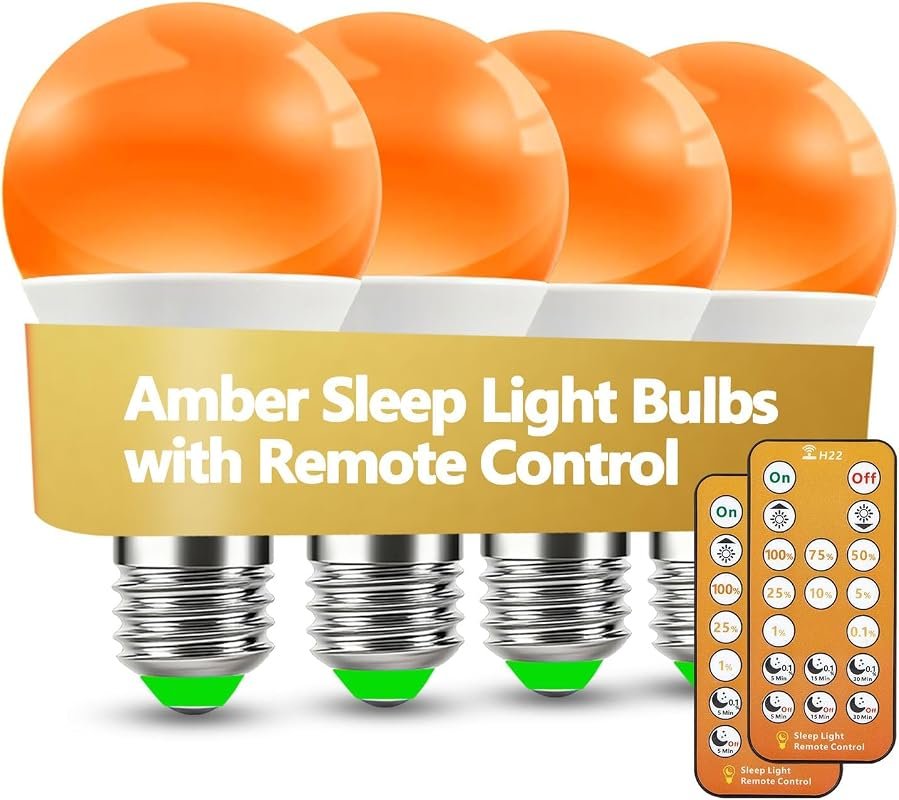 10 Best Light Bulbs for Bedroom: Buyer's Guide & Top Picks 4 Amber Sleep Light Bulbs 1600K with Remote Control, E26 Blue Light Blocking for Sleep Therapy and Baby Nursery