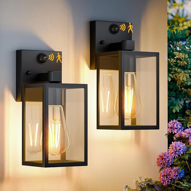 10 Best Exterior Motion Sensor Lights Worth Buying 10 2 Pack Motion Sensor Wall Mount Light Fixtures for Small Front Porches, Waterproof Lantern Design in Black