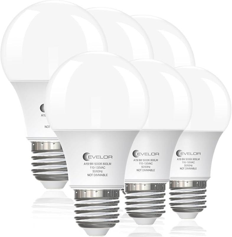 10 Best Place to Buy Light Bulbs Compared 10 evelor 6-Pack A19 LED Light Bulbs, 60 Watt Equivalent Daylight 5000K for Bright and Efficient Lighting
