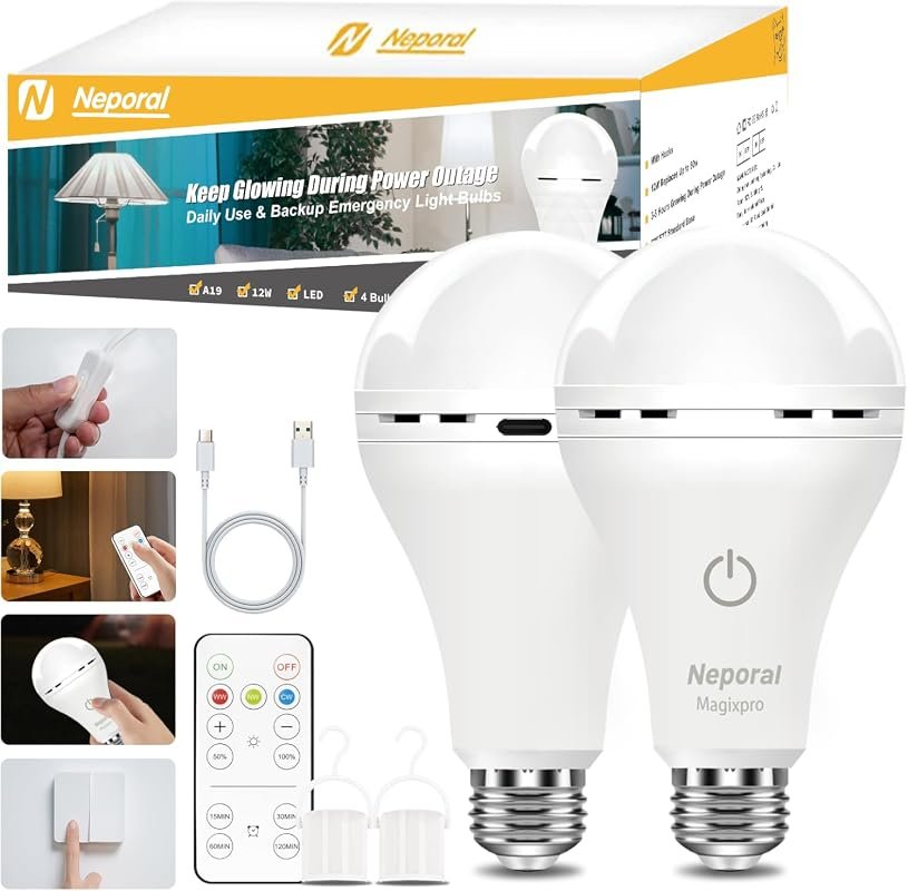 10 Best Rechargeable Light Bulbs for Lamps Compared 10 MagixPro Remote Rechargeable Light Bulbs - USB Charging, Dimmable, Touch + Remote Control - 2 Pack