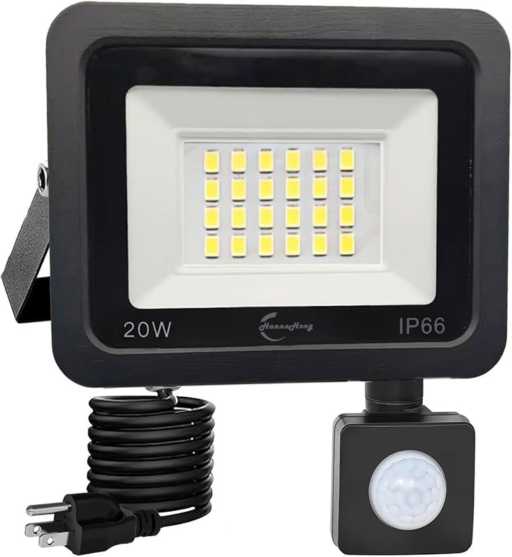 10 Best Outdoor Plug in Motion Sensor Lights: Buyer's Guide 11 HANNANHONG Motion Sensor Flood Lights, 20W Auto ON/OFF Design for Outdoor Security