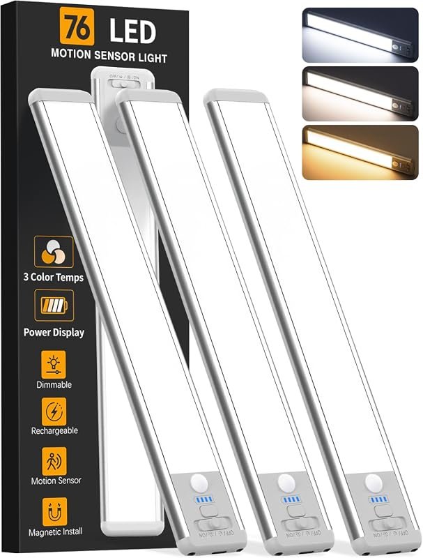 7 Best LED for Home Lighting: Features & Buyer's Guide 6 Under Cabinet Wireless Lighting, 10 Inch Motion Sensor Light, Convenient 3-Pack for Indoor Use
