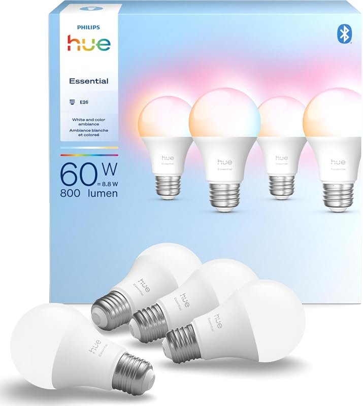 10 Best Outdoor Smart Light Bulbs: Buyer's Guide & Top Picks 8 Philips Hue Essential Smart LED A19 Bulbs for Versatile Home Lighting (4-Pack)