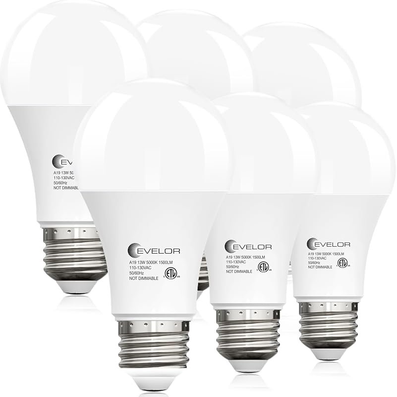 10 Best Light Bulb for Living Room Worth Buying: Top Picks 7 evelor 6-Pack A19 LED Light Bulbs, 100 Watt Equivalent Daylight 5000K, 1500 Lumens
