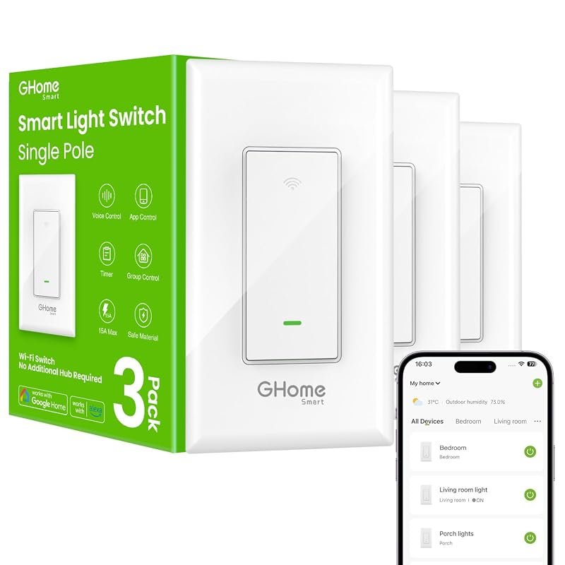 10 Best Smart Switch for Google Home: Buyer's Guide 8 GHome Smart Light Switch, Single Pole, Alexa & Google Home Compatible