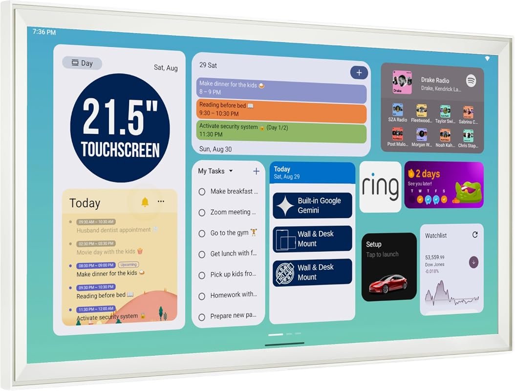 Best Smart Home Hubs with Screens for Easy Setup and Compatibilit 5 21.5" Smart Hub Digital Calendar Touch Screen - No Subscription Required, Google Play Compatible