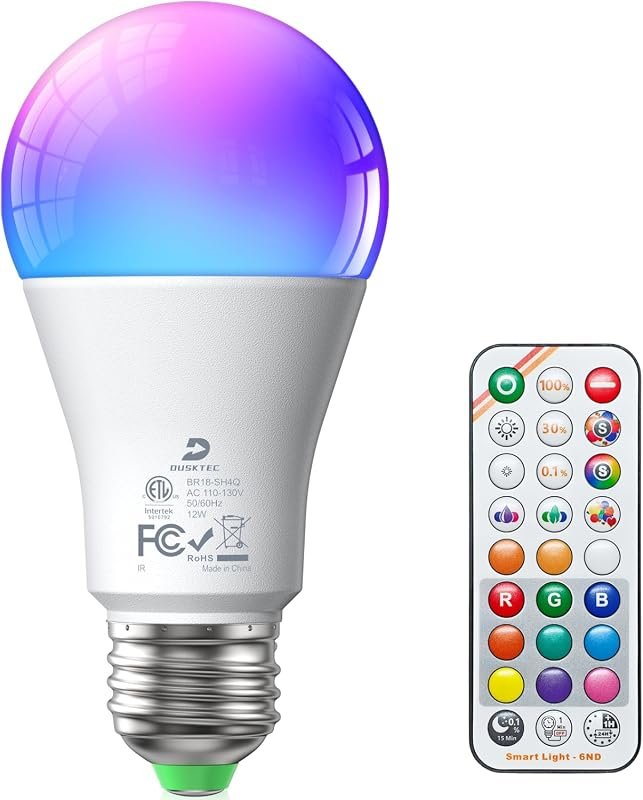 8 Best Outdoor Color Changing Light Bulbs: Buyer's Guide 9 DUSKTEC Color Changing Light Bulb, 100 Watt Equivalent LED Bulbs for Enhanced Lighting Experience