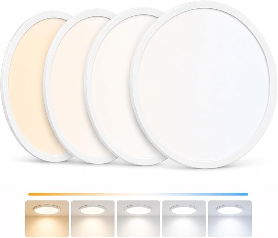 9 Best Dimmable LED Ceiling Lights Worth Buying: Top Picks 10 4-Pack 12-Inch Dimmable LED Ceiling Lights, Super Slim 28W, 3200LM, Adjustable Color Temperatures