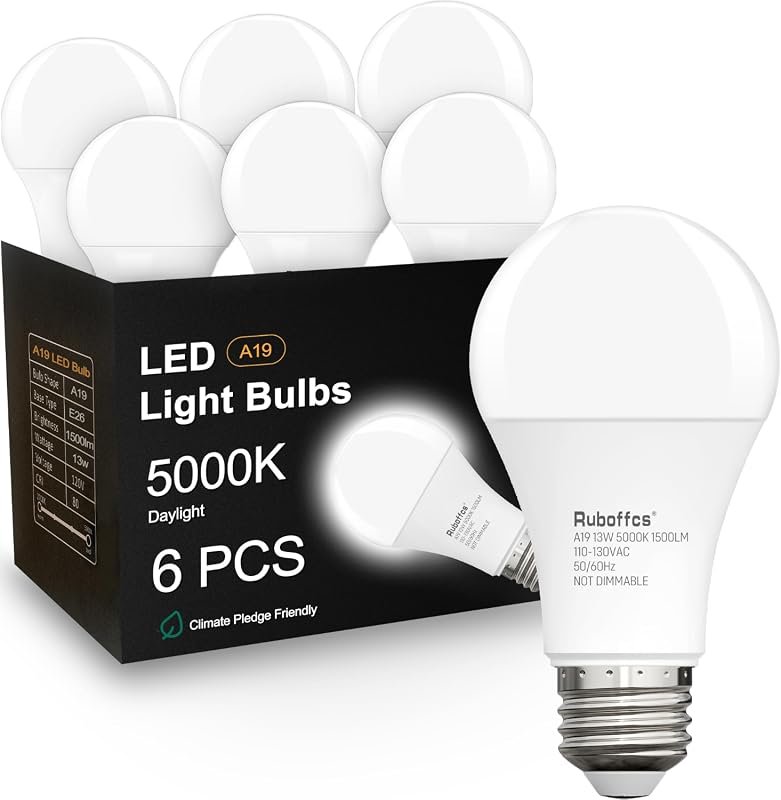 10 Best LED Bulbs for Home: Top Picks & Buyer's Guide 9 6 Pack A19 LED Light Bulbs, Daylight 5000K, Energy Efficient 100 Watt Equivalent for Any Room