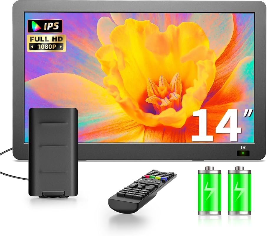 10 Best Budget Mini LED TV: Top Picks & Buyer's Guide 7 14.2 Inch LCD Portable TV with Antenna, 1080P Rechargeable for On-the-Go Viewing