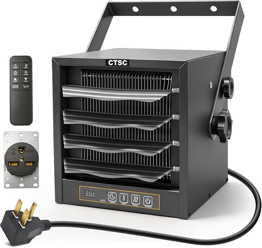 10 Best 120V Electric Heater for Garage Worth Buying 11 CTSC 5600W Electric Garage Heater, 240V Fan-Forced Ceiling Mount for Efficient Space Heating